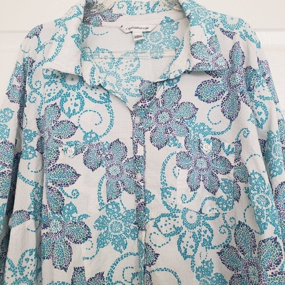 Croft & Barrow Floral Shirt Cotton Lightweight Button Front Womens Plus Size 2X - Picture 2 of 11